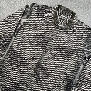 Johnston & Murphy Men's XL Long Sleeve Button Down Shirt Black‎ Textured Paisley